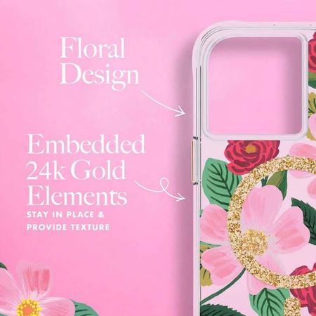 Rifle Paper Clear MagSafe - Etui iPhone 14 Pro Max zdobione złotem (Rose Garden) (RP049324)