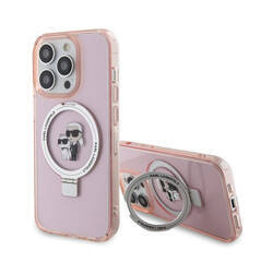Karl Lagerfeld Ring Stand Karl & Choupette MagSafe - Etui iPhone 15 Pro Max (różowy) (KLHMP15XHMRSKCP)