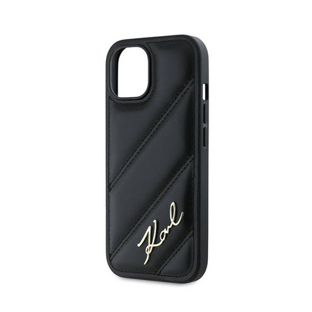 Karl Lagerfeld Diagonal Quilted Script - Etui iPhone 15 / 14 / 13 (czarny) (KLHCP15SPQDSMGK)
