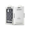 DKNY Leather Checkered Mono Pattern & Printed Stripes - Etui iPhone 15 / 14 / 13 (czarny) (DKHCP15SPCPTSSK)