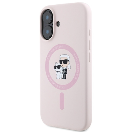 Karl Lagerfeld Silicone Karl & Choupette Ring MagSafe - Etui iPhone 16 Plus (różowy) (KLHMP16MSCMKCRHP)