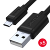 Unitek Kabel microUSB 2.0 5 sztuk, 2*0,3m, 3*0,2m - czarny (Y-C4007BK)