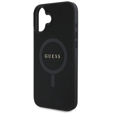 Guess Saffiano Classic Logo MagSafe - Etui iPhone 16 Plus (czarny) (GUHMP16MPSAHMCK)