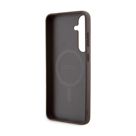 Guess 4G Collection Leather Metal Logo MagSafe - Etui Samsung Galaxy S24+ (brązowy) (GUHMS24MG4GFRW)