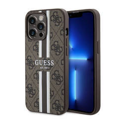 Guess 4G Printed Stripes MagSafe - Etui iPhone 13 Pro (Brązowy) (GUHMP13LP4RPSW)