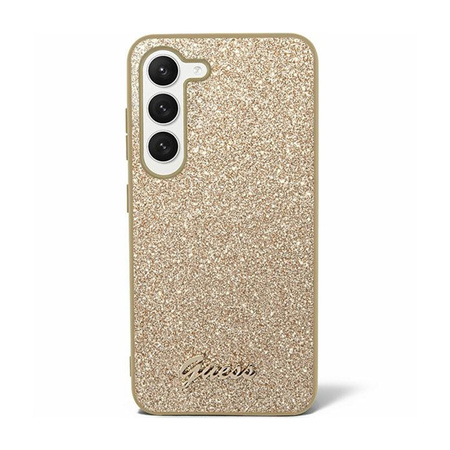 Guess Glitter Flakes Metal Logo Case - Etui Samsung Galaxy S24+ (złoty) (GUHCS24MHGGSHD)