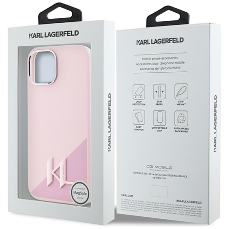 Karl Lagerfeld Silicone Shadow Metal Initial MagSafe - Etui do iPhone 15 (różowy) (KLHMP15SSCMKMPCP)