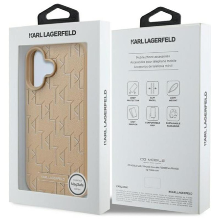Karl Lagerfeld Hot Stamp MagSafe - Etui iPhone 16 (beżowy) (KLHMP16SPKHPORPE)