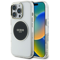Guess IML Metal Colored Circle Classic Logo MagSafe - Etui do iPhone 16 Pro Max (czarny) (GUHMP16XHTDRCEDK)