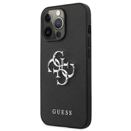 Guess Saffiano 4G Big Silver Logo - Etui iPhone 13 Pro (czarny) (GUHCP13LSA4GSBK)