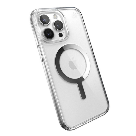 Speck Presidio Perfect-Clear MagSafe - Etui iPhone 15 Pro Max (Clear / Chrome Finish / Serene Silver) (150571-3240)