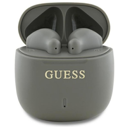 Guess Printed Classic Logo - Słuchawki Bluetooth TWS + etui ładujące (szary) (GUTWSJ14ESGE)
