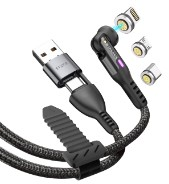 Statik 360 Pro - kabel USB-C z adapterem USB-A oraz trzema wymiennymi wtyczkami magnetycznymi, 1m (USB-C, micro USB, lightning) (black) (PUP-0520-3FT)