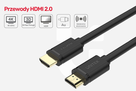 Unitek Kabel Przewód BASIC HDMI 2.0 gold 3m (Y-C139)