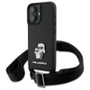 Karl Lagerfeld Saffiano Karl & Choupette Metal Pin CBDY Strap - Etui iPhone 16 (czarny) (KLHCP16SSAKCPBK)