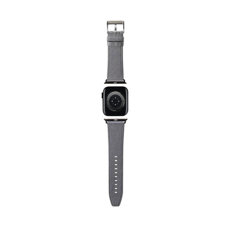 Karl Lagerfeld Saffiano Monogram - Pasek do Apple Watch 42/44/45/49 mm (srebrny) (KLAWLSAKLHPG)