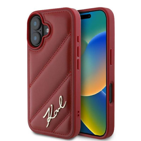Karl Lagerfeld Quilted Signature - Etui iPhone 16 (czerwony) (KLHCP16SPQDSMGR)