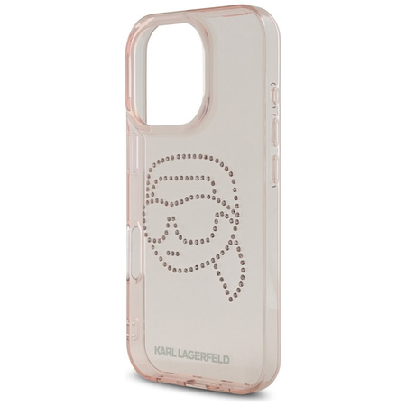 Karl Lagerfeld IML Rhinestones Karl Head - Etui do iPhone 16 Pro (różowy) (KLHCP16LHKHDCELP)