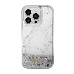 Guess Liquid Glitter Marble - Etui iPhone 14 (Biały) (GUHCP14SLCSGSGH)