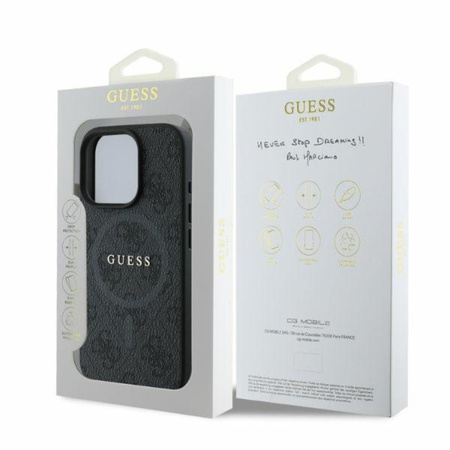 Guess 4G Ring Classic Logo MagSafe - Etui iPhone 16 Pro (czarny) (GUHMP16LG4GFRK)
