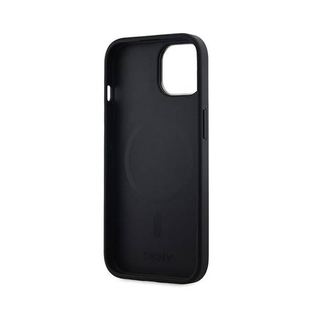 DKNY Leather Checkered Mono Pattern MagSafe - Etui iPhone 15 Plus / 14 Plus (czarny) (DKHMP15MPCPVSLK)