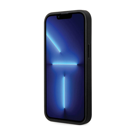 BMW Leather Carbon Blue Line - Etui iPhone 13 Pro (Czarny) (BMHCP13L22NBCK)