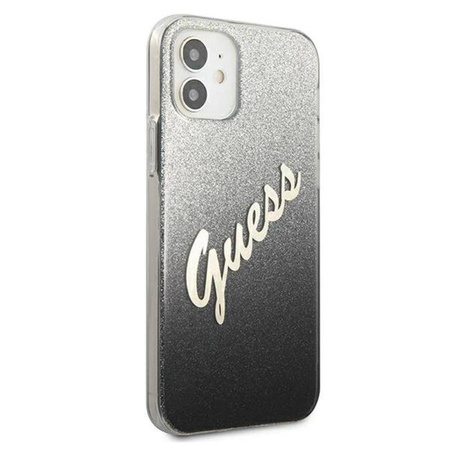 Guess Glitter Gradient Script - Etui iPhone 12 mini (czarny) (GUHCP12SPCUGLSBK)