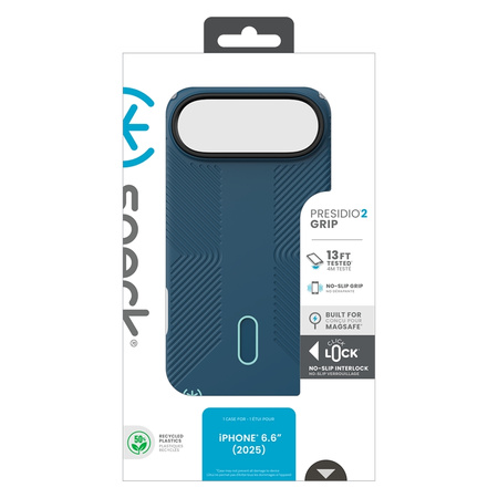 Speck Presidio2 Grip ClickLock & MagSafe - Etui iPhone Air (Deep Sea / Silver Metallic / Spell Blue) (150968-3261)