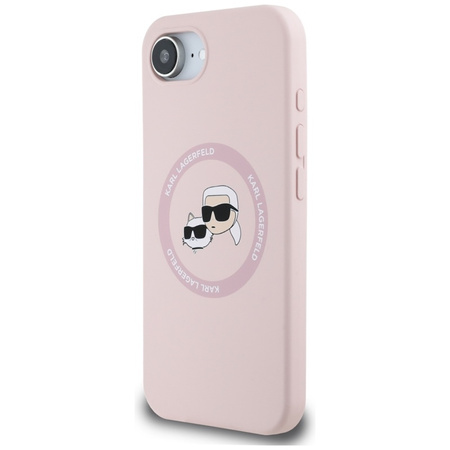 Karl Lagerfeld Silicone Karl & Choupette Heads MagSafe - Etui do iPhone 16e (różowy) (KLHMPSE4SKCHTCP)