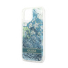 Guess Liquid Glitter Flower – Etui iPhone 13 mini (niebieski/zielony) (GUHCP13SLFLSN)