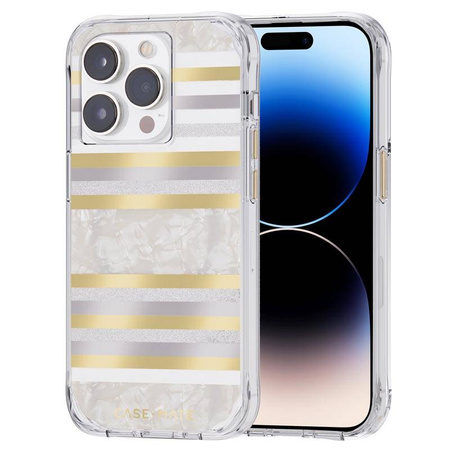 Case-Mate Pearl Stripes MagSafe - Etui iPhone 14 Pro zdobione masą perłową (Pearl Stripes) (CM049226)