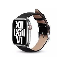 Crong Noble Band - Pasek z naturalnej skóry do Apple Watch 44/45/46/49 mm (Black Noir) (CRG-44NOB-BLK)