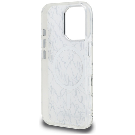 Karl Lagerfeld IML Karl Script Pattern MagSafe - Etui iPhone 16 Pro Max (biały) (KLHMP16XHMSPUSH)
