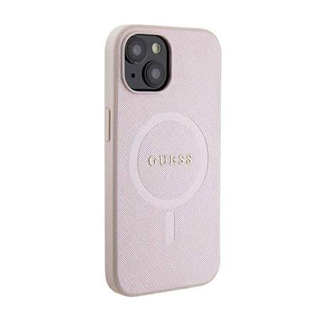 Guess Saffiano MagSafe - Etui iPhone 15 Plus (różowy) (GUHMP15MPSAHMCP)