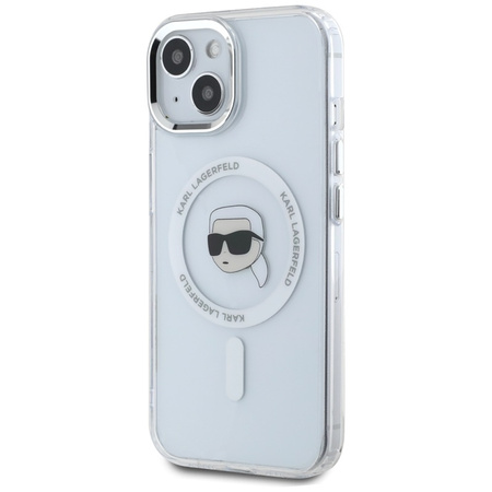 Karl Lagerfeld IML Metal Karl Head MagSafe - Etui do iPhone 15 (biały) (KLHMP15SHLSKIH)