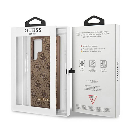 Guess 4G Metal Logo - Etui Samsung Galaxy S23 Ultra (brązowy) (GUHCS23LG4GFBR)