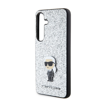 Karl Lagerfeld Fixed Glitter Ikonik Logo Metal Pin - Etui Samsung Galaxy S24 (srebrny) (KLHCS24SGCNPSG)
