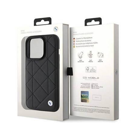 BMW Leather Quilted - Etui iPhone 15 Pro Max (czarny) (BMHCP15X22RQDK)