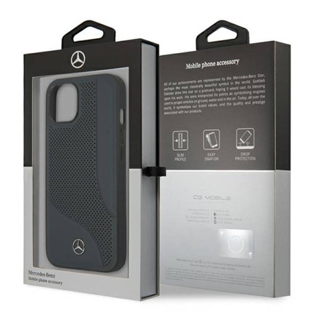 Mercedes Leather Perforated Area - Etui iPhone 13 mini (granatowy) (MEHCP13SCDONA)