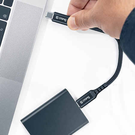 Crong Armor Link - Kabel 60W PD 3A USB-C do USB-C 25cm (czarny) (CRG-AL025USCC-BLK)