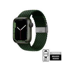 Crong Wave Band – Pleciony pasek do Apple Watch 44/45/46/49 mm (zielony) (CRG-44WAV-GRN)