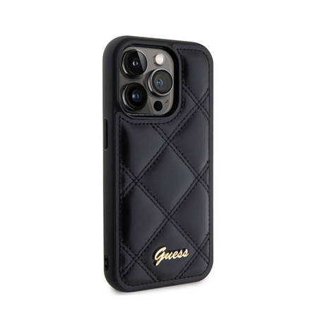 Guess Quilted Metal Logo - Etui iPhone 15 Pro (czarny) (GUHCP15LPSQSQSK)