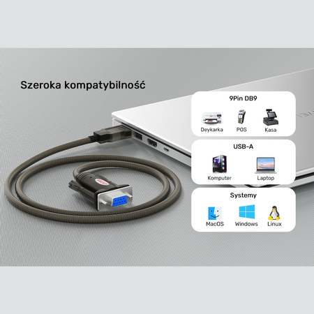 Unitek Kabel szeregowy USB-A na RS232 (DB9F) (Y-1105D01)