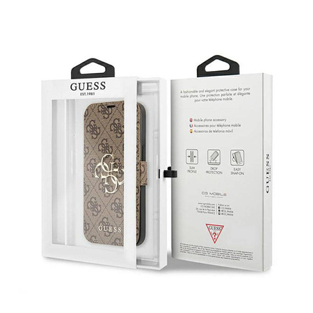 Guess Booktype 4G Big Metal Logo - Etui iPhone 13 Pro Max (brązowy) (GUBKP13X4GMGBR)