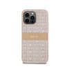 DKNY Leather Mono Stripe & Metal Logo - Etui iPhone 14 Pro (różowy) (DKHCP14LPRTHSLP)