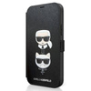 Karl Lagerfeld Booktype Saffiano Karl & Choupette Heads – Etui iPhone 12 mini (czarny) (KLFLBKP12SSAKICKCBK)