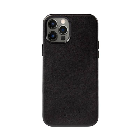 Crong Essential Cover - Etui ze skóry ekologicznej iPhone 12 Pro Max (czarny) (CRG-ESS-IP1267-BLK)