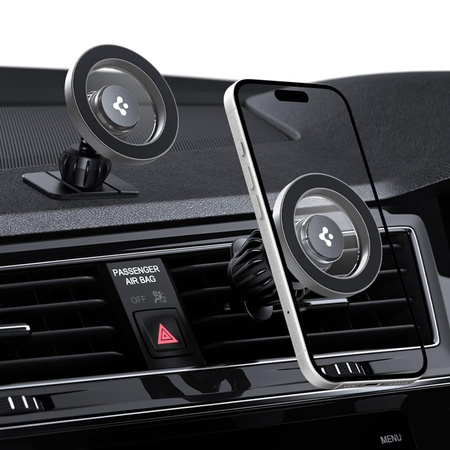 Spigen MFT13 Magnetic Dashboard & Vent Car Mount - Magnetyczny uchwyt samochodowy MagSafe (Srebrny) (ACP08314)