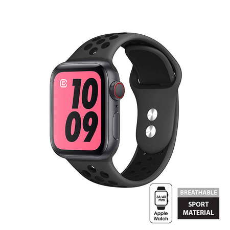 Crong Duo Sport - Pasek do Apple Watch 38/40/41/42 mm (szary/czarny) (CRG-40DSB-BLK)