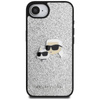Karl Lagerfeld Fixed Glitter Karl & Choupette Heads Metal Pin - Etui do iPhone 16e (srebrny) (KLHCPSE4PFGKCPS)